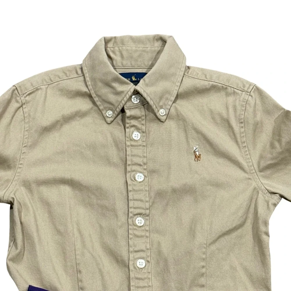 Polo Ralph Lauren girls' khaki belted cotton chino shirtdress